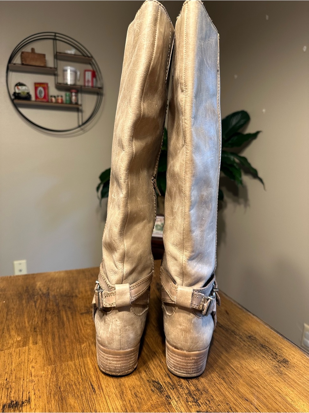Tall Taupe Gianni Bini Leather Riding Boots - Picture 2 of 12